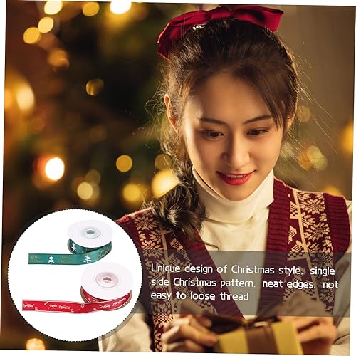 Miniatura 9 de SEWACC 2 Rolls Christmas Printed Ribbon Ornaments Ribbon Christmas Tree Ribbon Craft Making Ribbon Scrapbooking Ribbon Ribbons for Crafts Xmas Tree