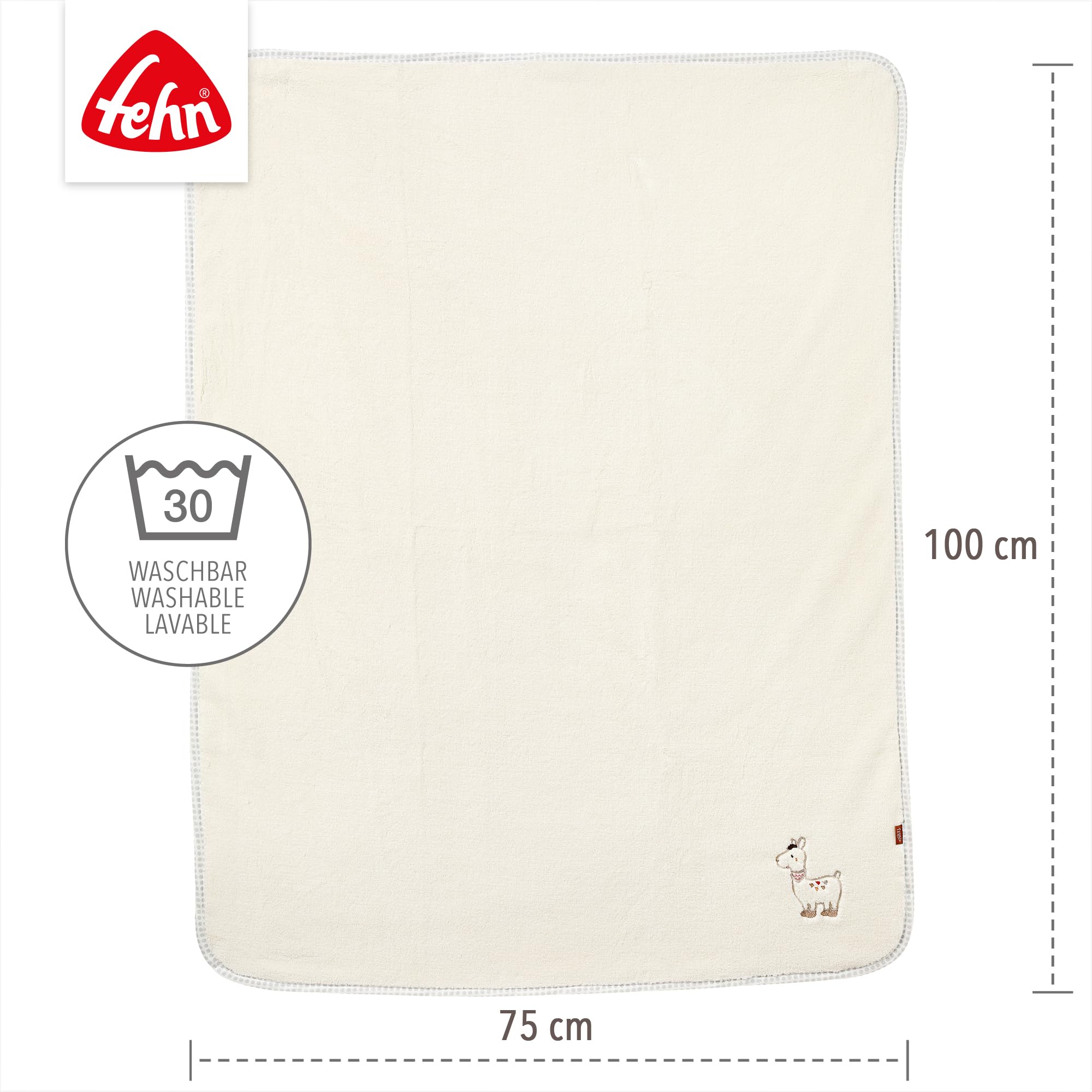 Fehn 058253 Kuscheldecke Peru/Kuschelige Schmusedecke für Babys und Kleinkinder ab 0+ Monaten - zum Kuscheln, als Krabbelunterlage, Schnuffeltuch oder Zudecke für zuhause und unterwegs