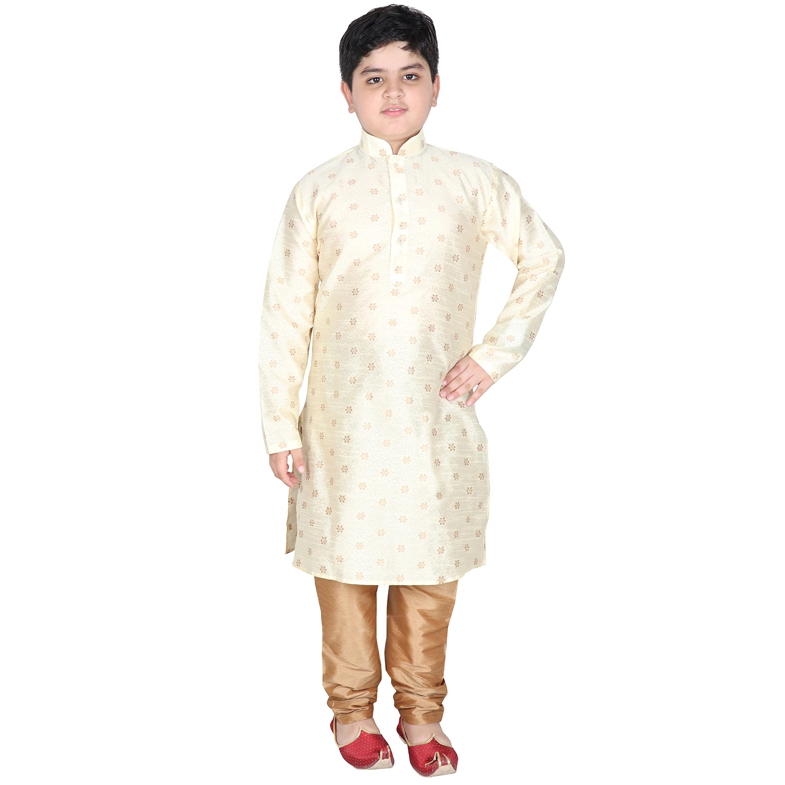 SG YUVRAJPrinted Raw Silk Kurta Pyjama Set For Boys