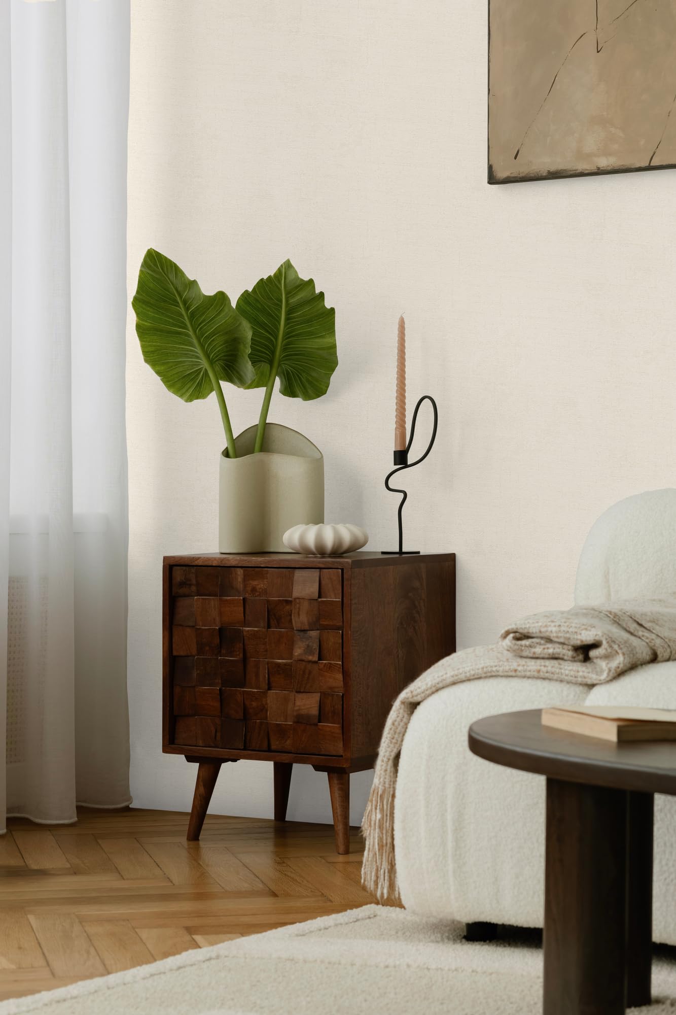 Livingwalls carta da parati TNT con struttura tessile in bianco, beige – carta da parati a tinta unita 10,05 m x 0,53 m design di COSMOPOLITAN – 790661