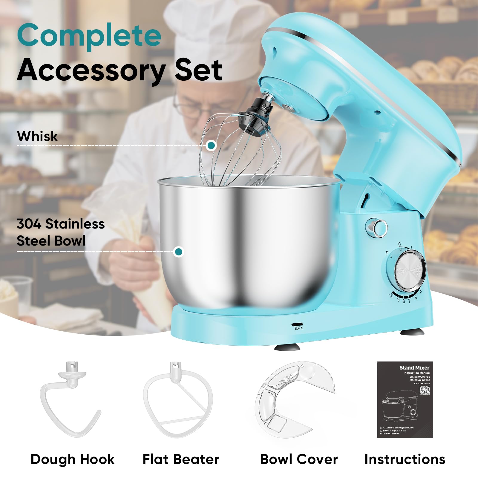 OLIXIS 6.3 Qt Stand Mixer, 10-Speed Tilt-Head Electric Mixer for Baking view 2