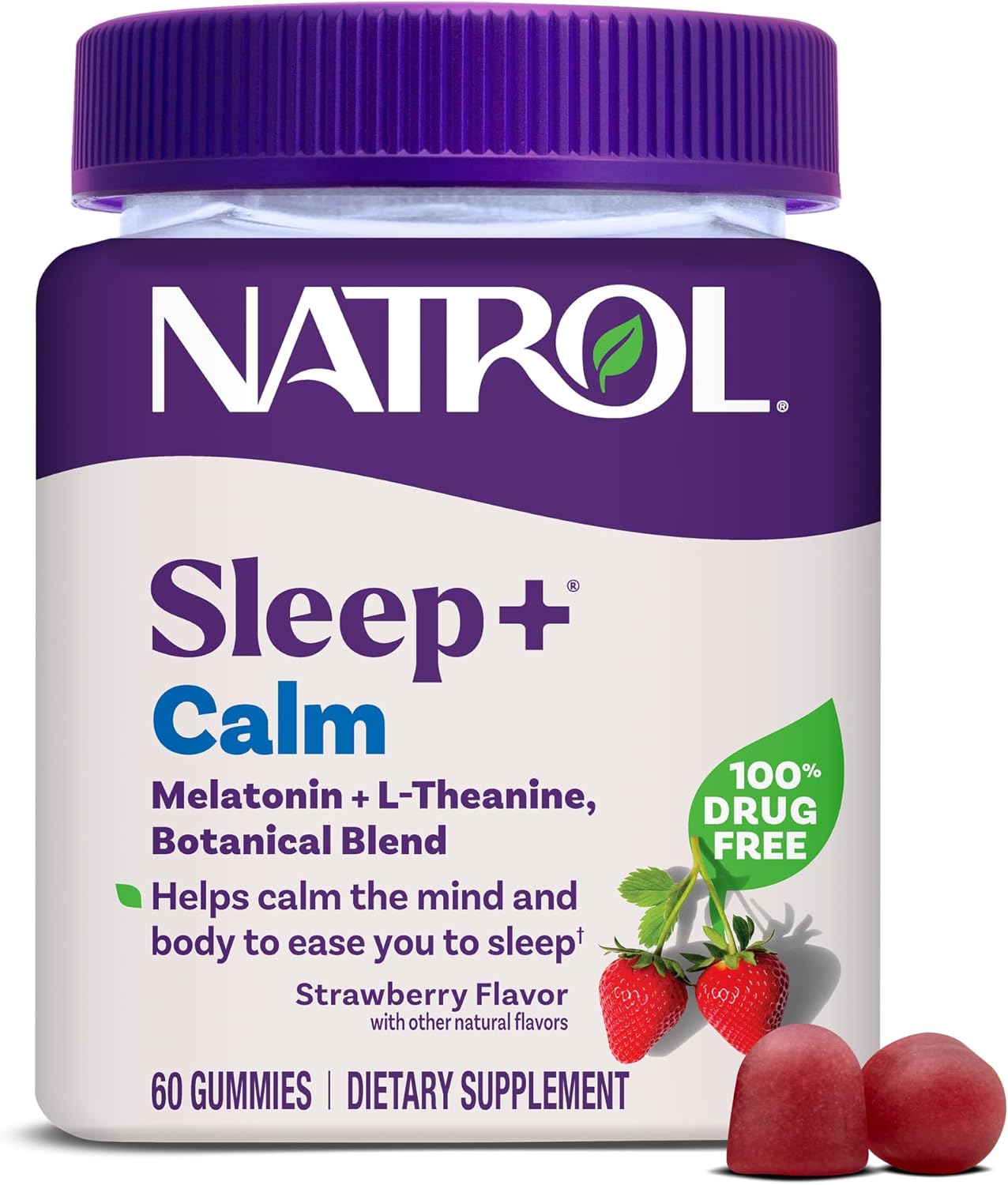Natrol Sleep+ Calm Melatonin Gummies for Adults, Sleep Gummies, Strawberry Flavor, 60 Gummies, 30 Day Supply Natrol Sleep+ Calm Melatonin Gummies for Adults, Sleep Gummies, Strawberry Flavor, 60 Gummies, 30 Day Supply