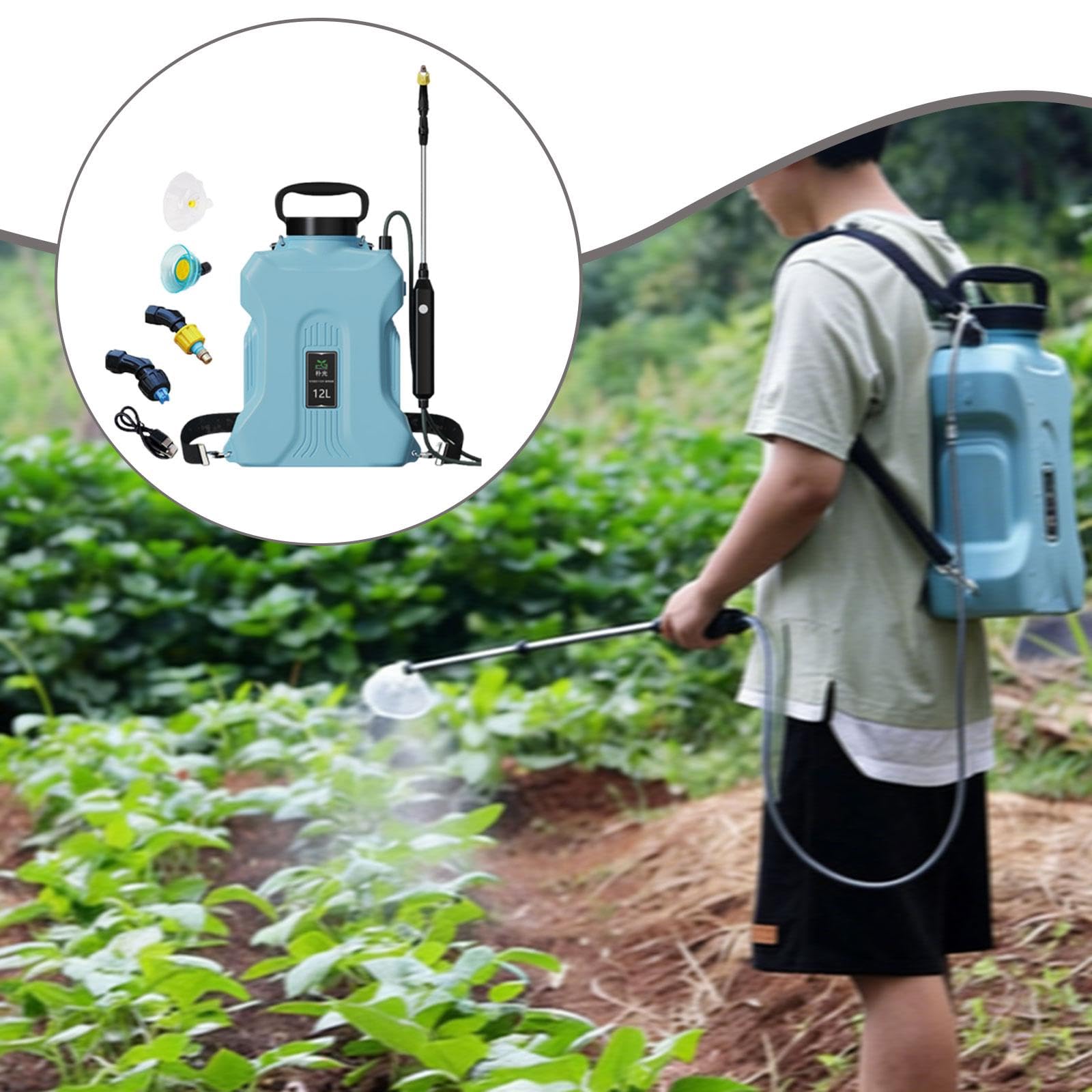 Harilla Pulverizador eléctrico de jardín con Lanza retráctil de 12 litros, Profesional, práctico, versátil y, Ideal para bañar Mascotas, Azul