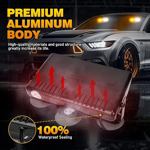 Miniatura 3 de OPP ULITE Luces estroboscópicas de emergencia 2 en 1 ámbar blanco, 16 LED, luz de advertencia de peligro de seguridad dividida para cubierta