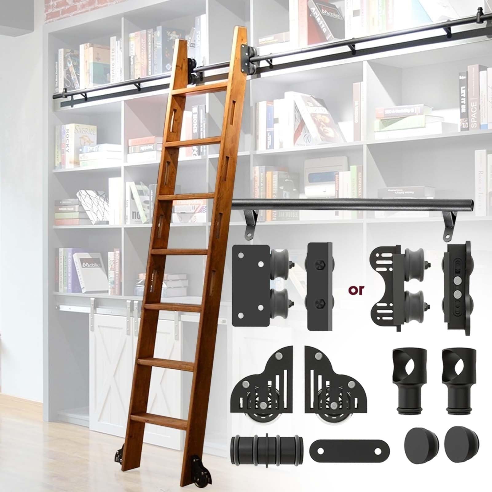 Kit de piste 400cm haut de gamme pour échelle de bibliothèque avec rail rond