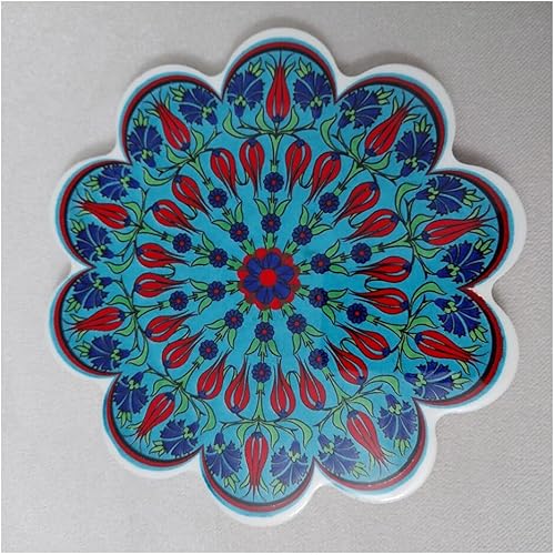 Miniatura 2 de Salvamanteles de mesa Tulipanes en salvamanteles de cerámica grande de 7" (18 cm) para platos calientes que sirven salvamanteles