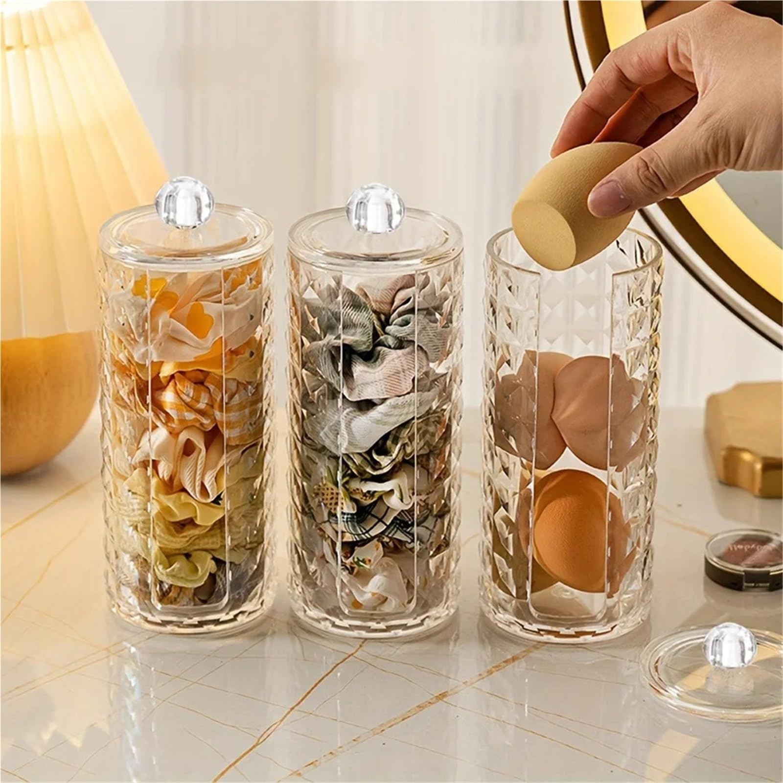Haargummi Organizer Runder Aufbewahrungshalter aus klarem Acryl for Haargummis und Kosmetikdisplays(2pcs)