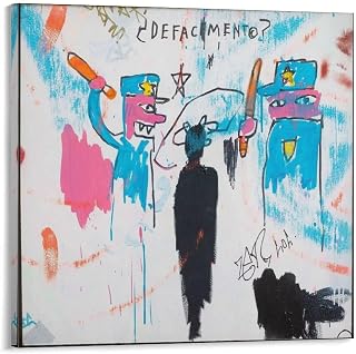 ALiOU Michel Basquiat ’s ‘Defacement’ Painting About Police Brutality Michel Basquiat Poster Posters Wall Art Painting Canvas Living Room Prints Bedroom Decor Poster Artworks 16x16inch(40x40cm)