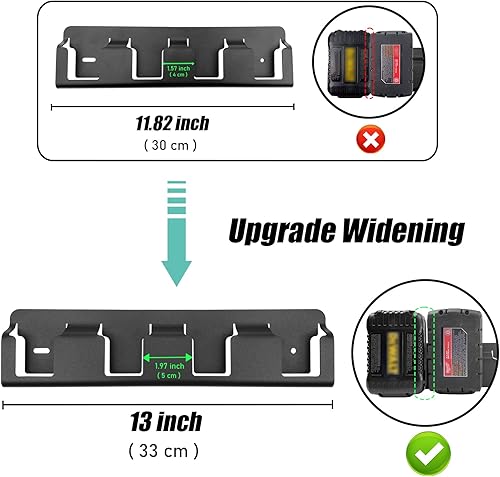 Miniatura 6 de Upgrades - Soporte de pared para batería con 4 ranuras para taladro Dewalt de 18 V20 V y Milwaukee de 18 V, ampliar el espacio, ajuste universal,