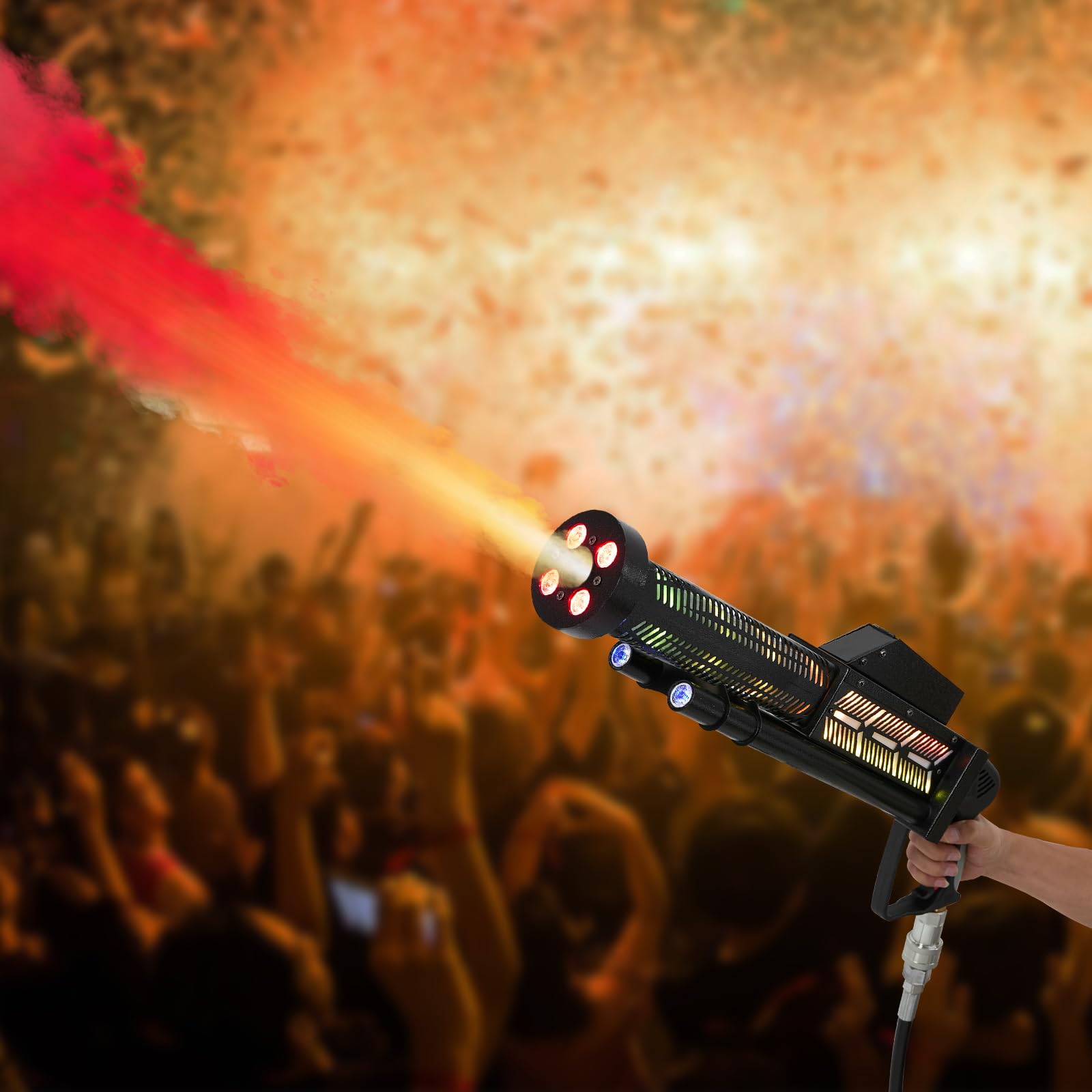 FXEIPOL Fog Cannon Handheld Cannon Smoke Machine LED 4 Colors 19.69-22.97 Ft Spray Distance Fog Gun for Bars, Nightclubs, KTVs