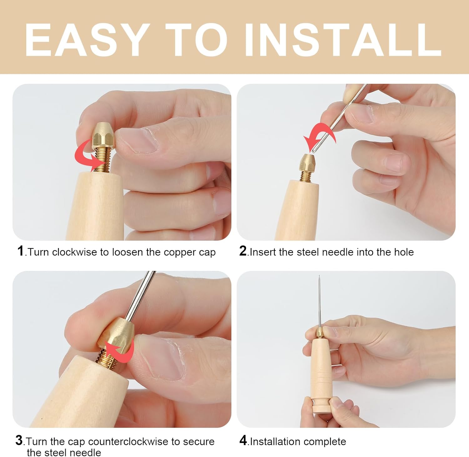 FMTYAOIU 4 Pcs Wooden Sewing Quilting Tools Include Tailor Clapper,Seam Roller,Stiletto,Seam Rippers for Flattening Fabrics and Point Pressing, Wooden Tailors for Ironing
