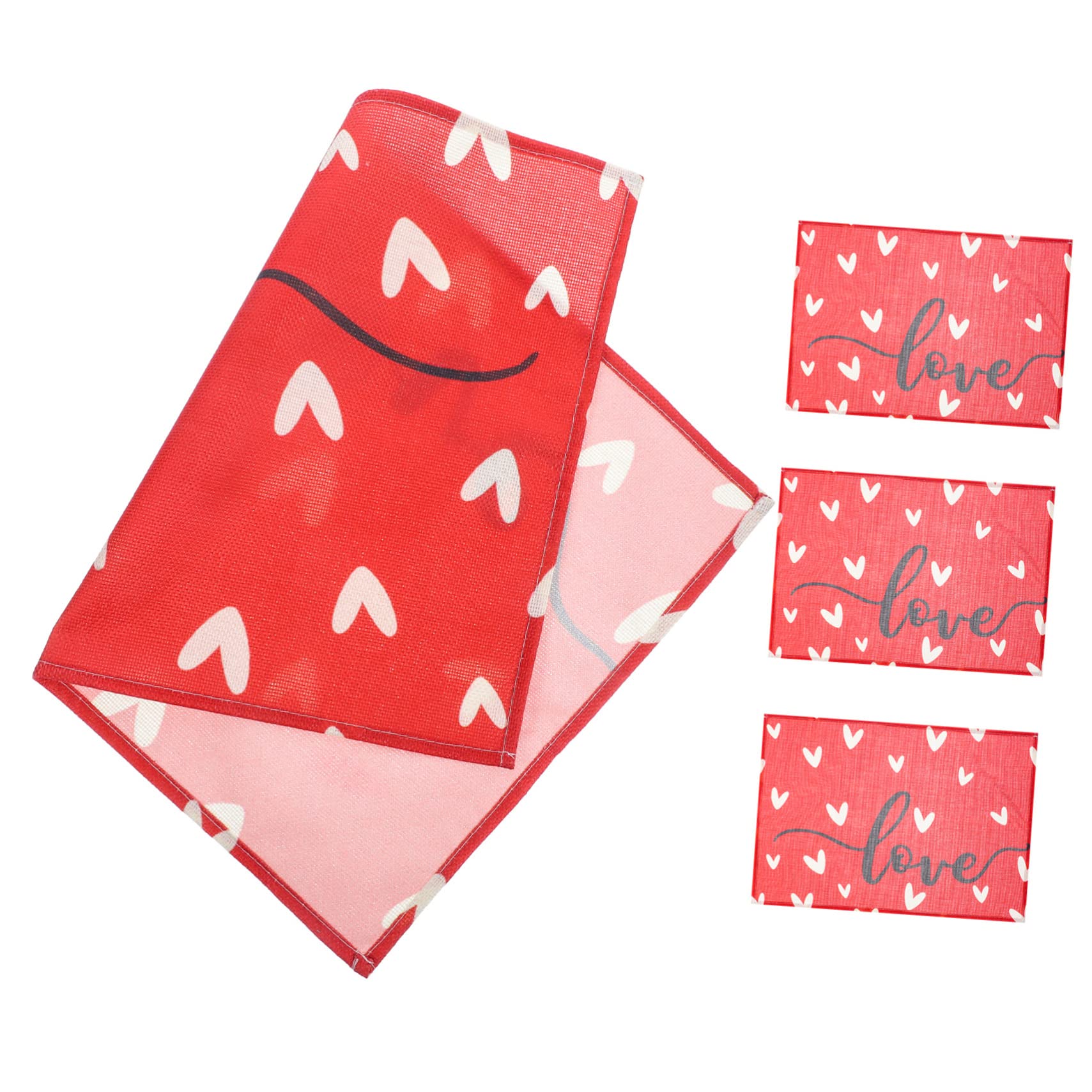 Amosfun 5 Juegos Mantel Occidental Placas De Cargador Manteles De Corcho Decoración Hogar Home Decor Funda Mesa Mantel De La Cena Decoraciones del Día De San Valentín Linaza Rojo 4 Uds * 5