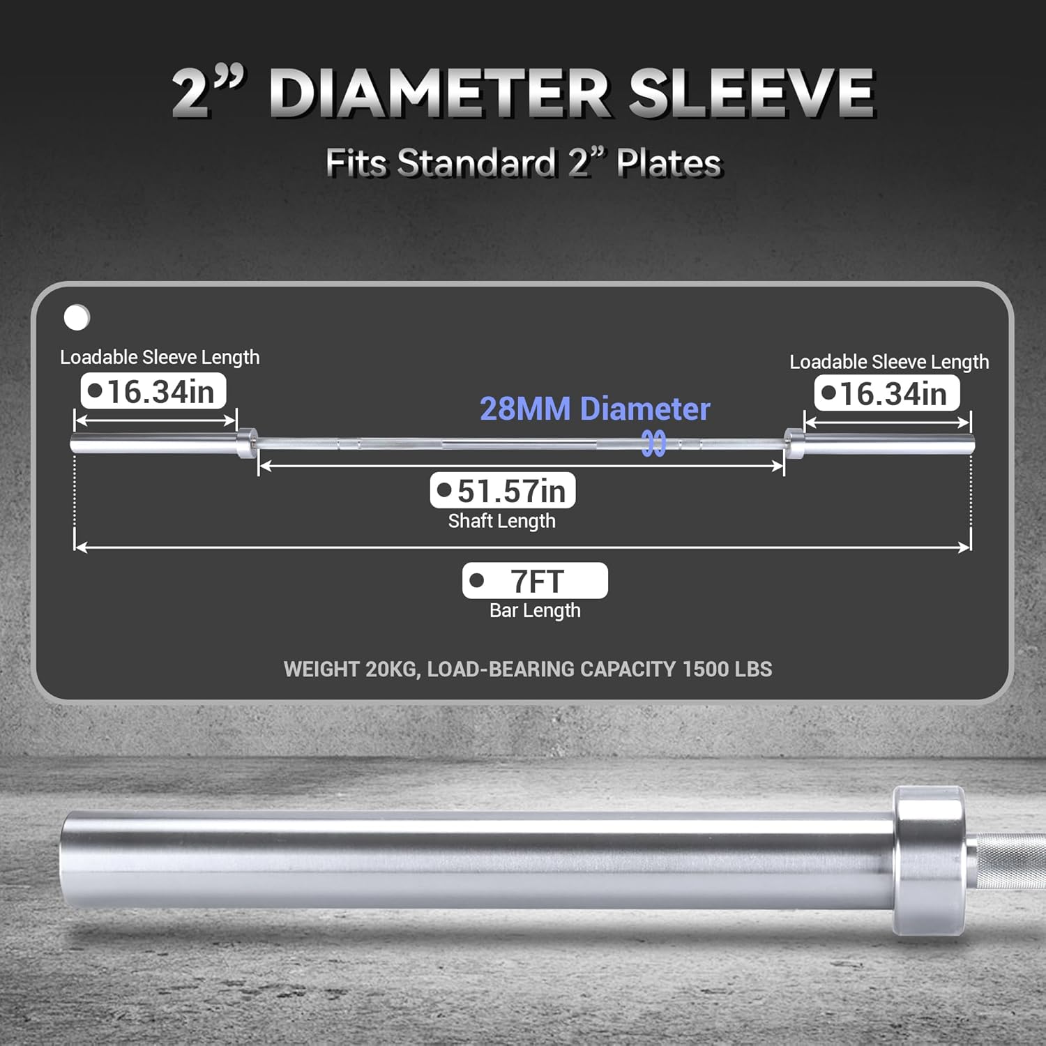 GaveeLife Olympic Barbell Bar for Weightlifting - 7FT Heavy Duty (1500LB/700LB), 4FT Short (500LB), 4FT EZ Curl Bar - Weight Bar Fit 2” Standard Weights - Home Gym Strength Training