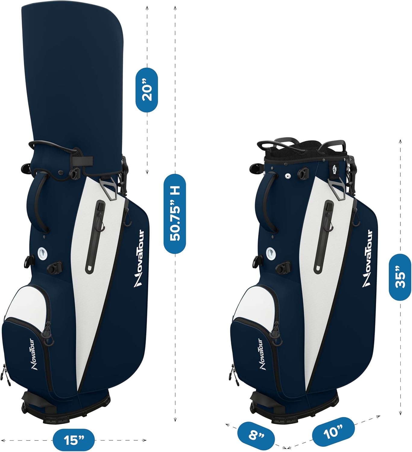 Golf Stand Bag - Lightweight Golf Bag with Stand and 7 Way Dividers, Dual Strap, Waterproof Pocket, Insulated Sleeve, Easy-Lift Handles and Swing-Cam Holder
