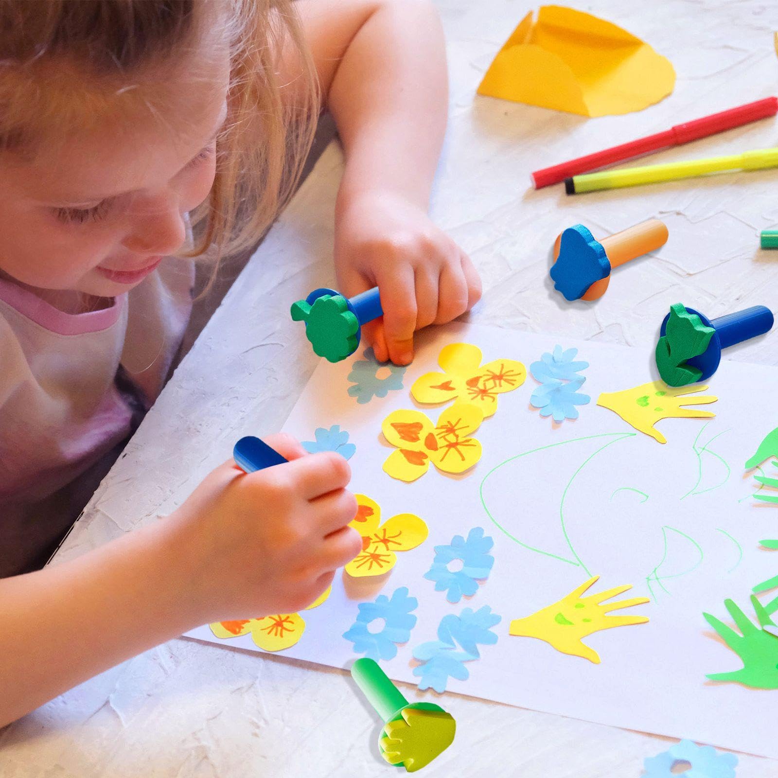 MEMOFYND 15 Pieces Sponge Stamps, Children'S Stamps, Children'S Painting Tools, Children'S Toys, Creative Stamps - Image 4