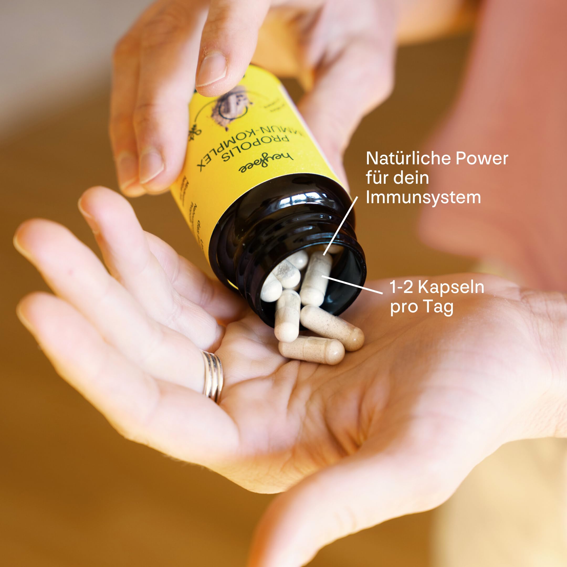 Propolis-Kapseln – pflanzliche Kapseln zur Immunstärkung mit Vitamin D und Zink (1x 60 Kapseln), für Kinder und Erwachsene, Unterstützung während der Pollenallergie