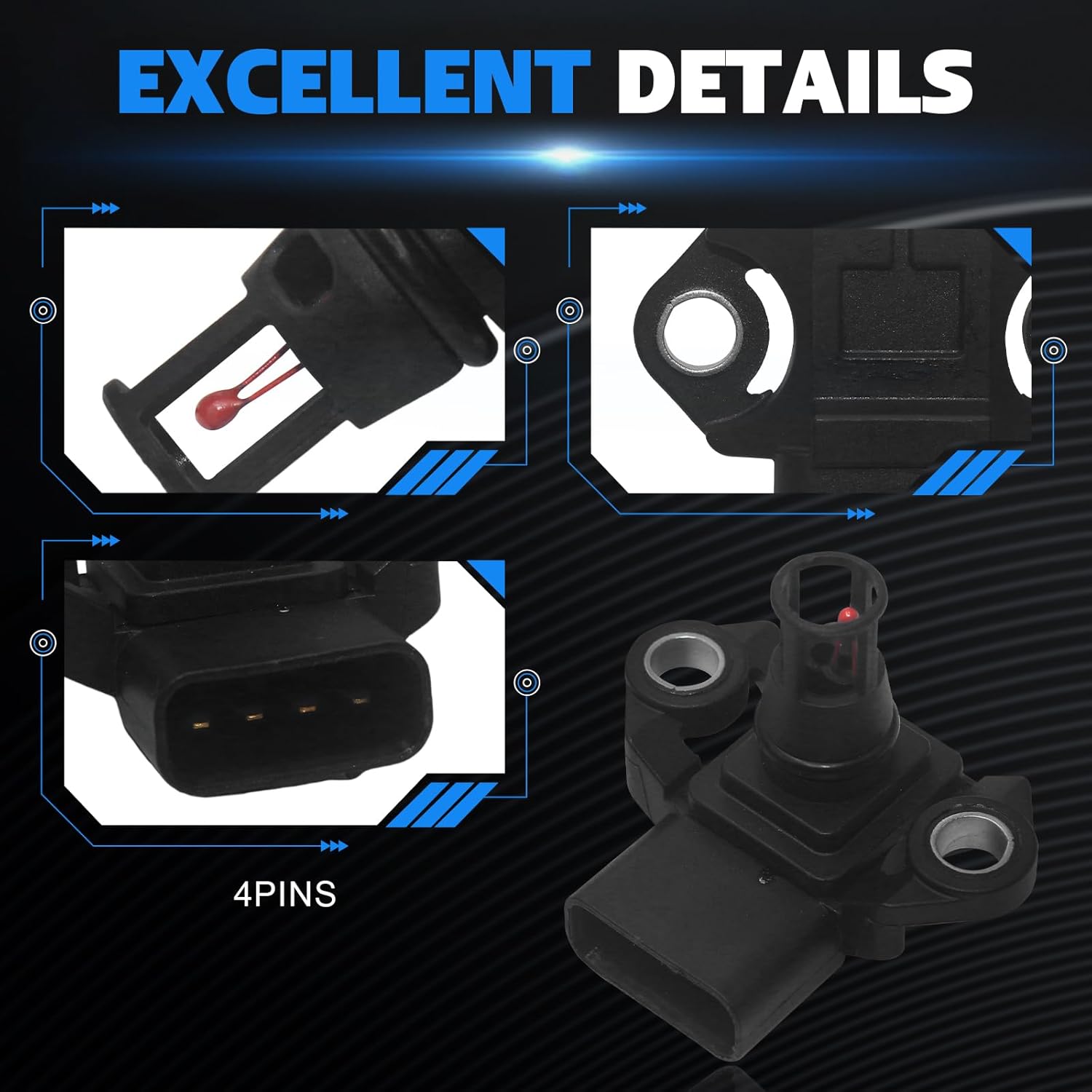 89421-47010 Intake Air Pressure Manifold Absolute Pressure MAP Sensor for Lexus CT200h GS200t GS300 LC500h RX350L RX450hL 2011-2019 Toyota Highlander Prius Sequoia Tundra Replace 5S14637 20122017