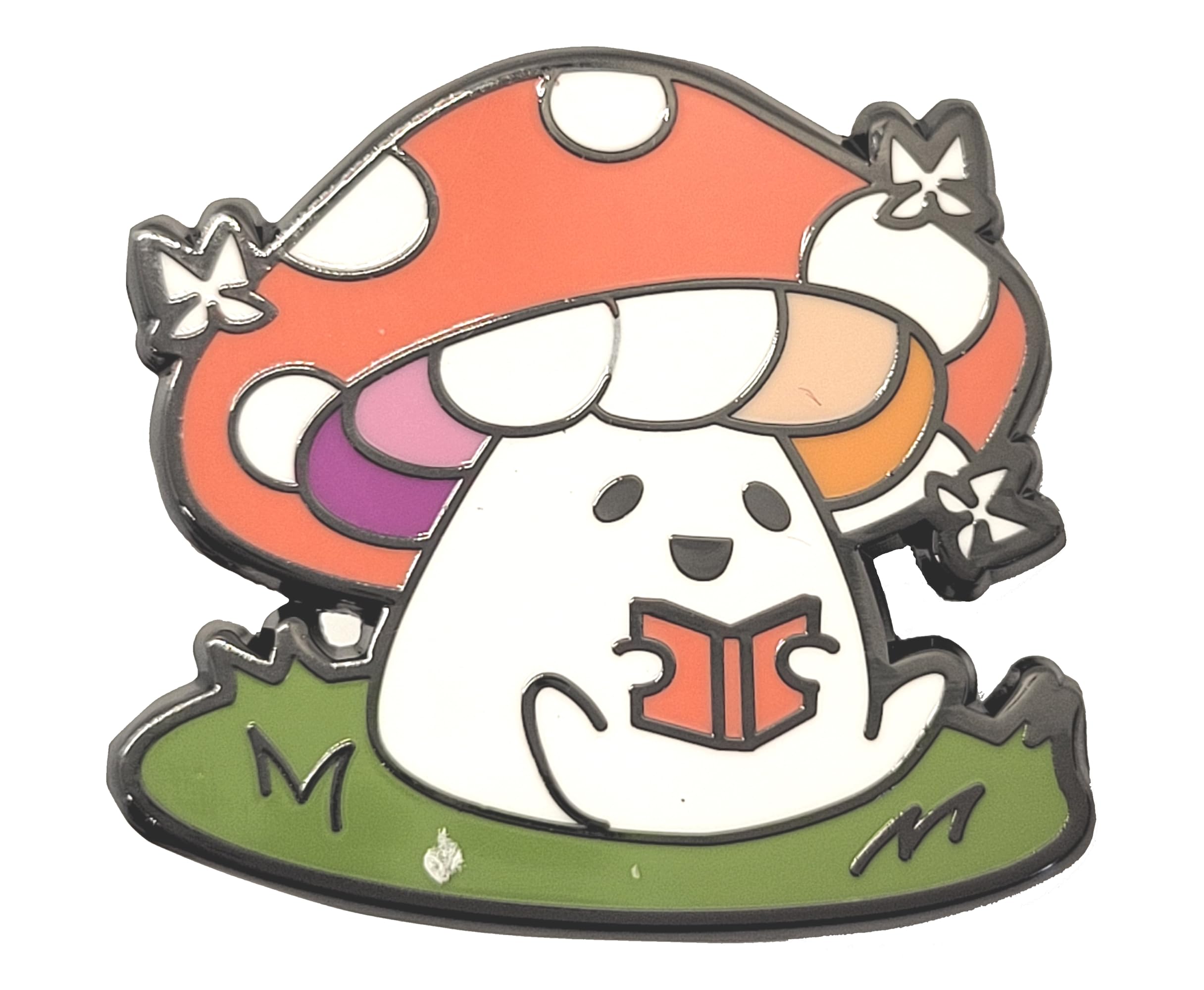 Lesbian Pride Mushroom Enamel Pin in WLW LGBT+ Flag Colors | Pride Jewelry