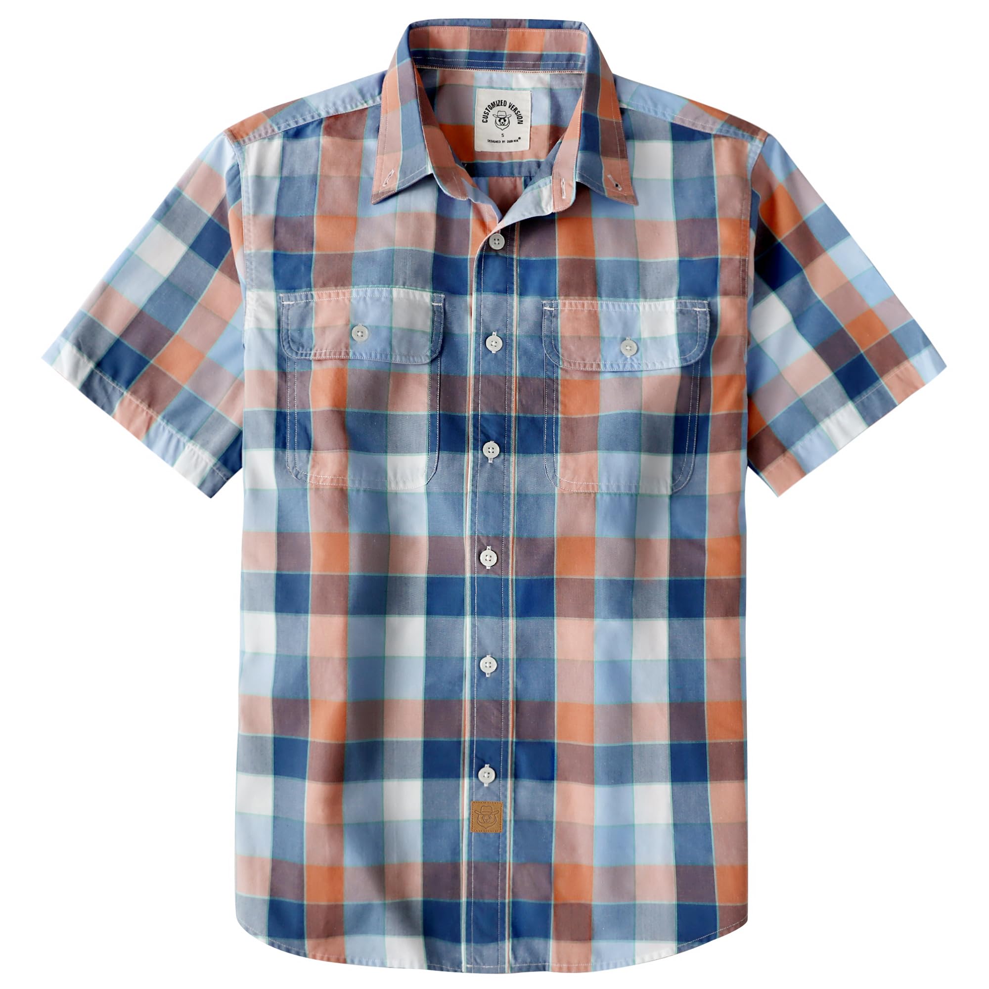 Dubinik® Mens Short Sleeve Button Down Shirts Plaid Casual Western Style Shirt 2 Pocket Lightweight Breathable Regular Fit