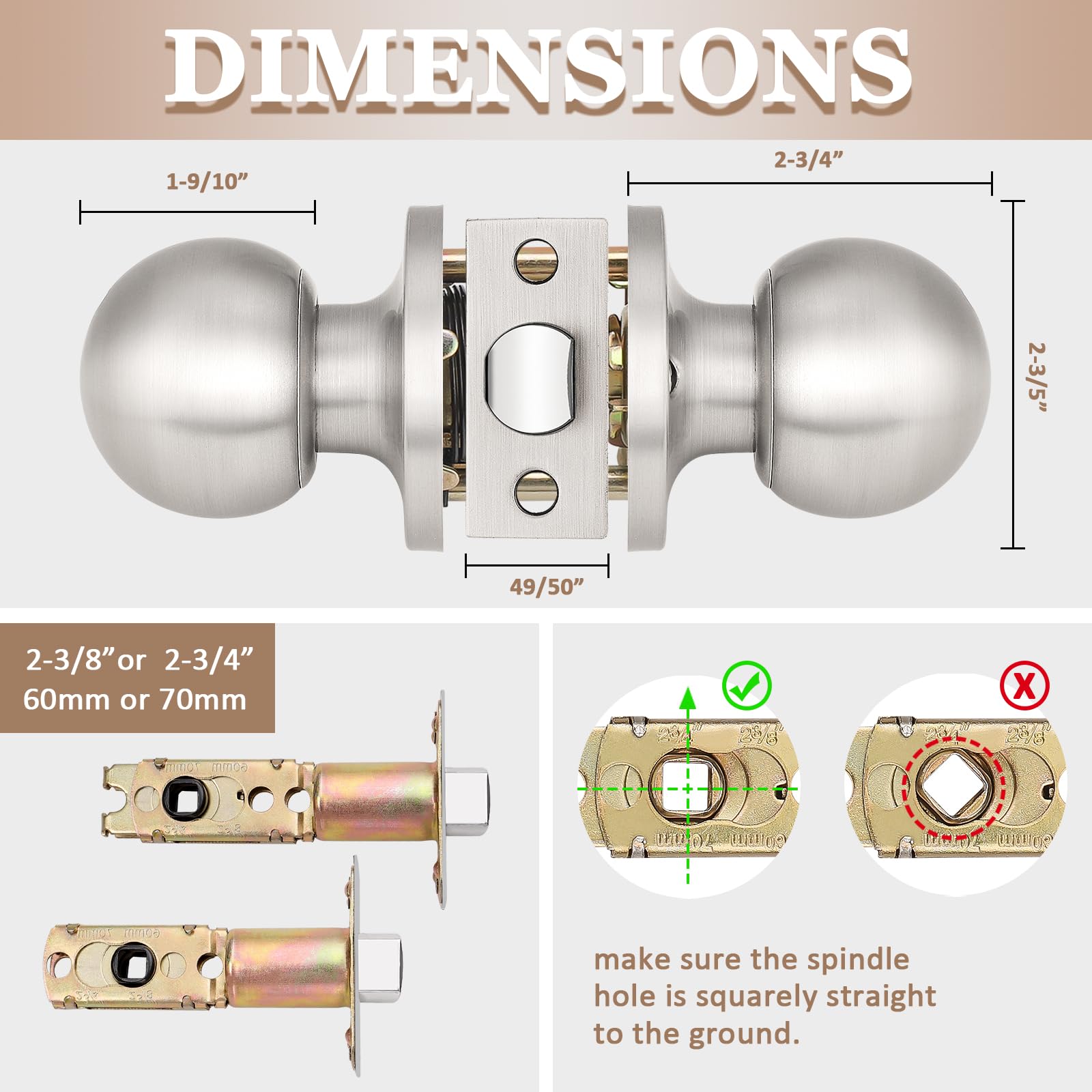 Probrico Satin Nickel Door Knobs - 10 Pack -5