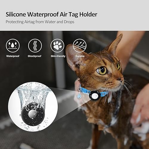 Miniatura 7 de Collar para gato Airtag, collar de gato Apple Air Tag con hebilla de seguridad y campana, collar reflectante para gato de 38 pulgadas de ancho con