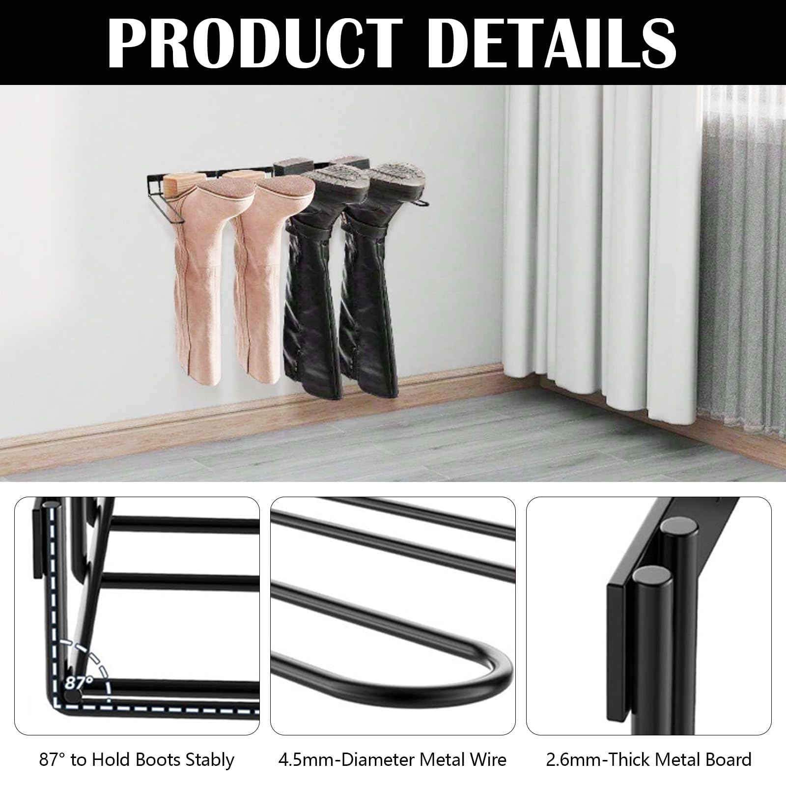 Support Mural Pour Bottes - Range 4 Paires De Bottes En Caoutchouc