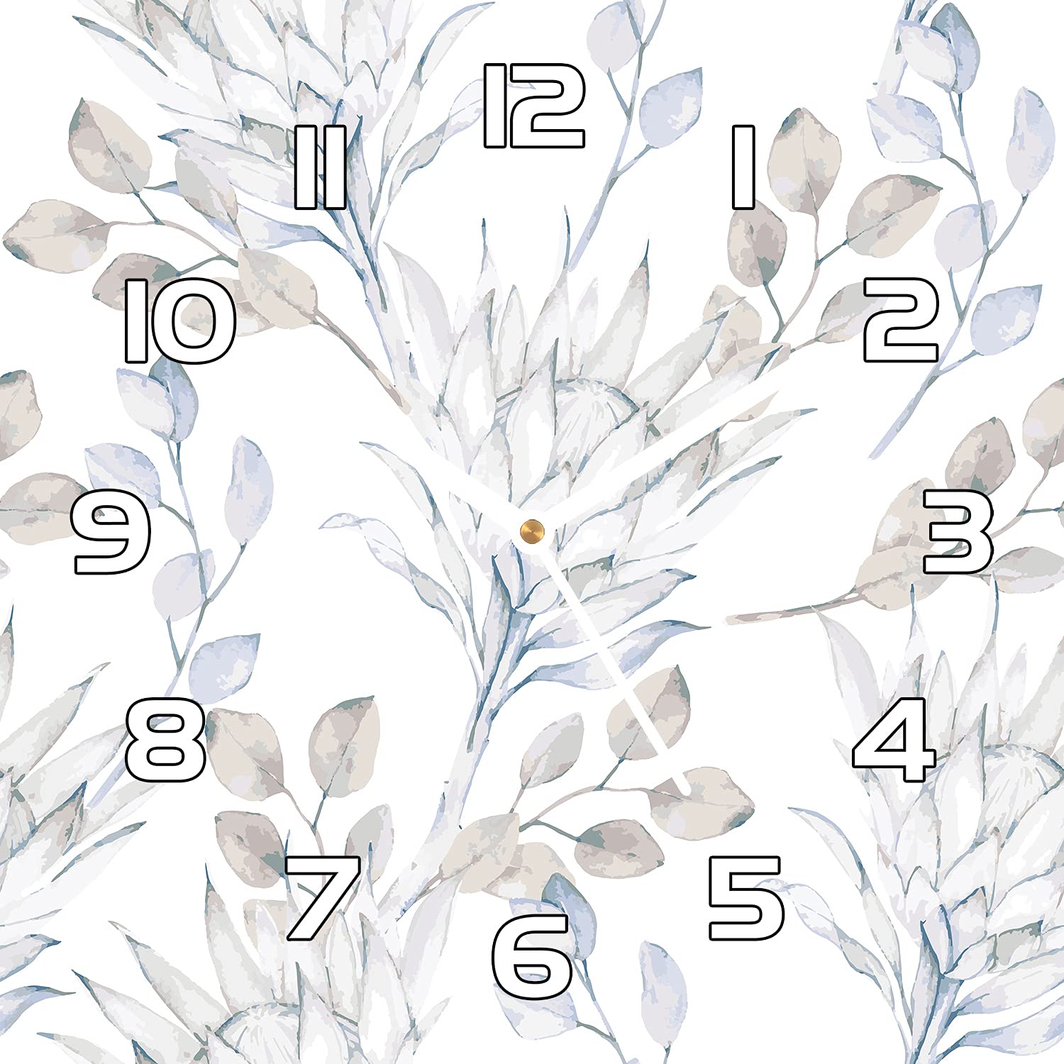 Horloge en verre cuisine et salon moderne 30x30 cm avec impression florale