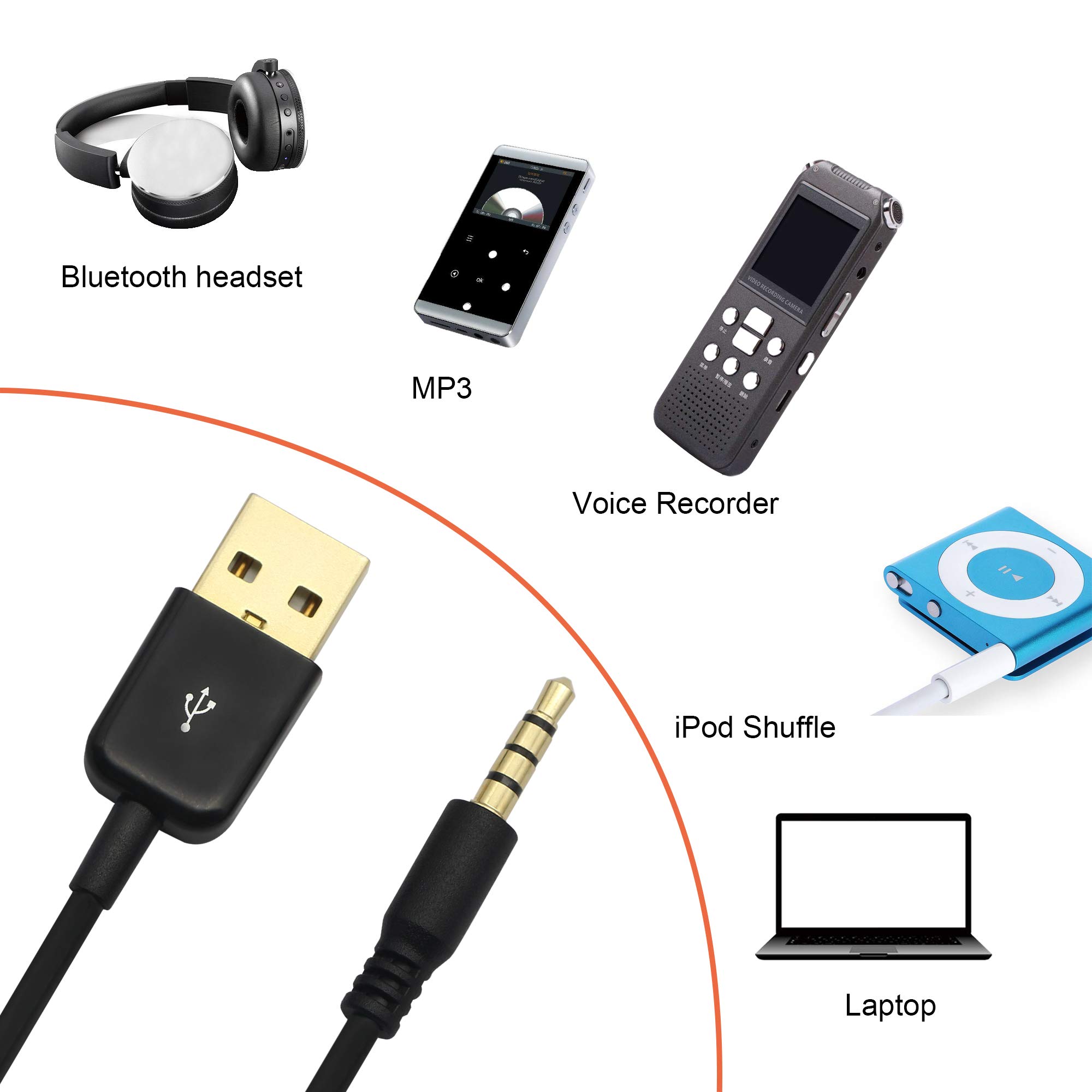 Câble Adaptateur Audio De Transmission USB Vers 3.5mm, Jack 3.5mm Vers USB 2.0, Câble De Chargeur De Données Pour Apple IPod Shuffle 3ème 4ème 5ème