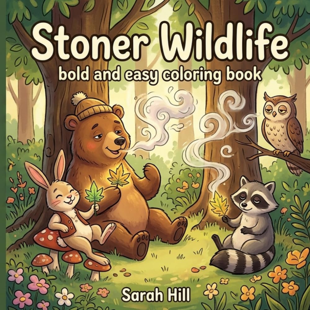 Stoner Wildlife: A bold and easy coloring book, 50+ Hilarious Animals Getting High – A Fun Adult Coloring Experience
