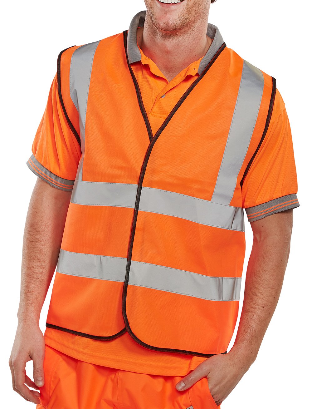 Beeswift High Visibility Vest EN ISO 20471 Saturn Orange Medium Pack 1
