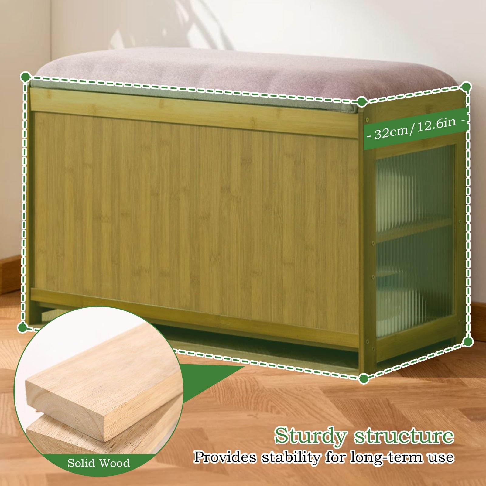 Banco Zapatero - Panca Sto in acrilico giallo con scarpiera versatile da ingresso, seduta rimovibile in tessuto per camera da letto e soggiorno, lunghezza 50 cm