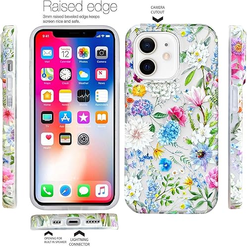 Miniatura 3 de J.west Funda protectora para iPhone 12iPhone 12 Pro 6.1, suave y transparente a prueba de golpes, de poliuretano termoplástico, lindo jardín de