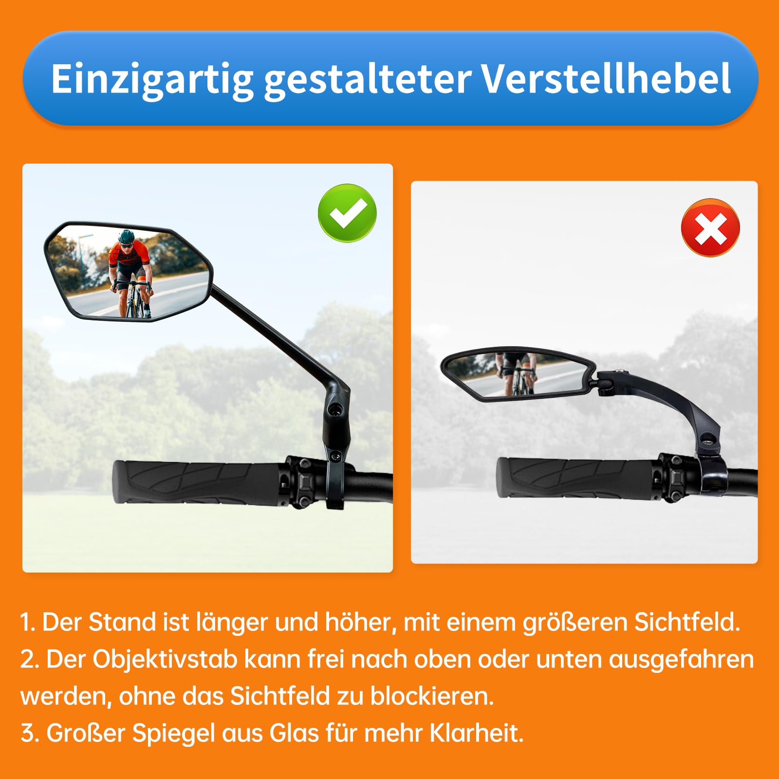 Espejo Retrovisor Bicicleta, Plegable Espejo Eléctrico para Bicicleta Apto para Bici de Montaña y Patinetes Eléctricos. Espejos Retrovisor Exterior para Manillar Izquierdo (22,2-25,4 mm).