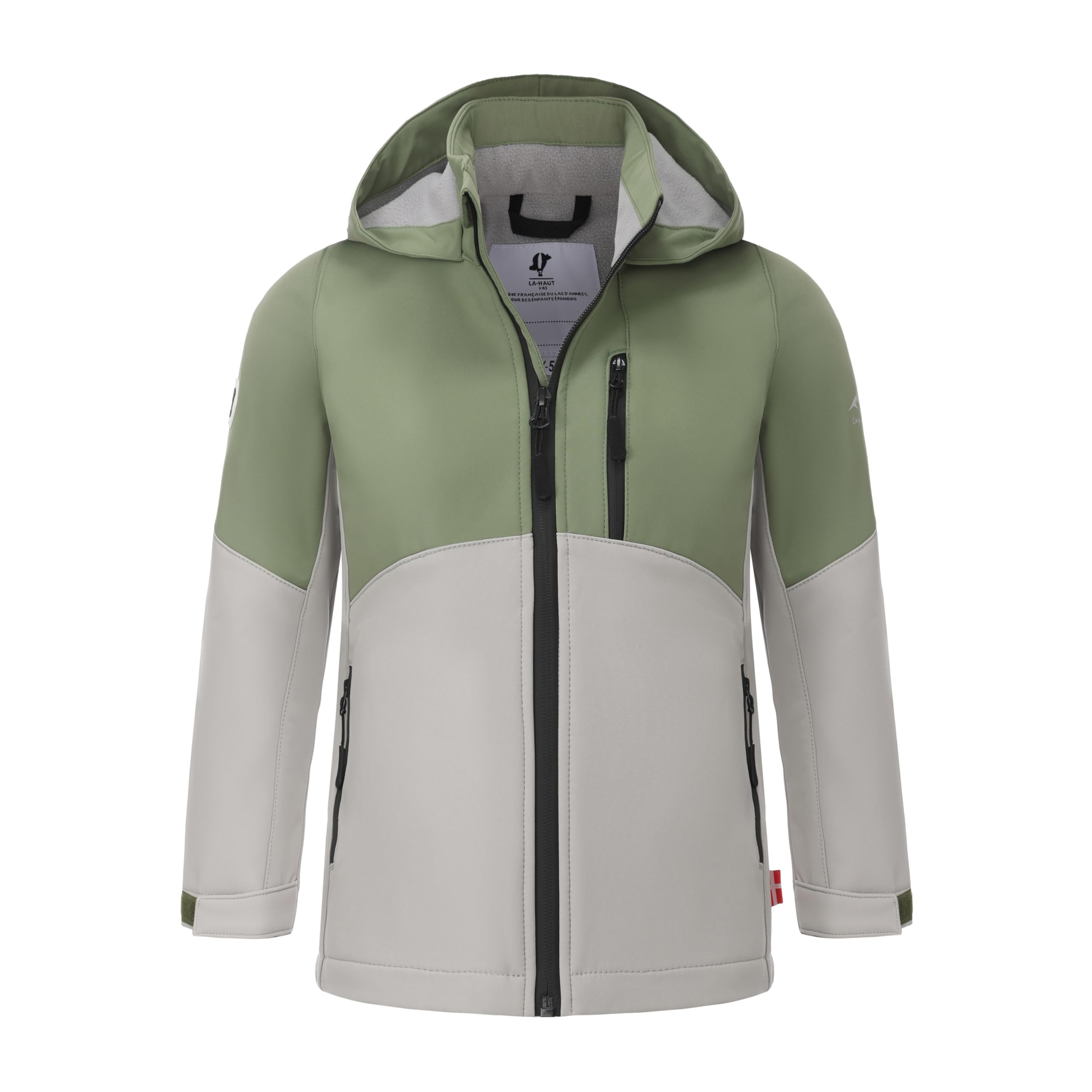 Giacca softshell con cappuccio per bambini e ragazzi, fodera in pile. Materiale impermeabile 5000 mm senza PFC minimizzato dall'inquinamento.