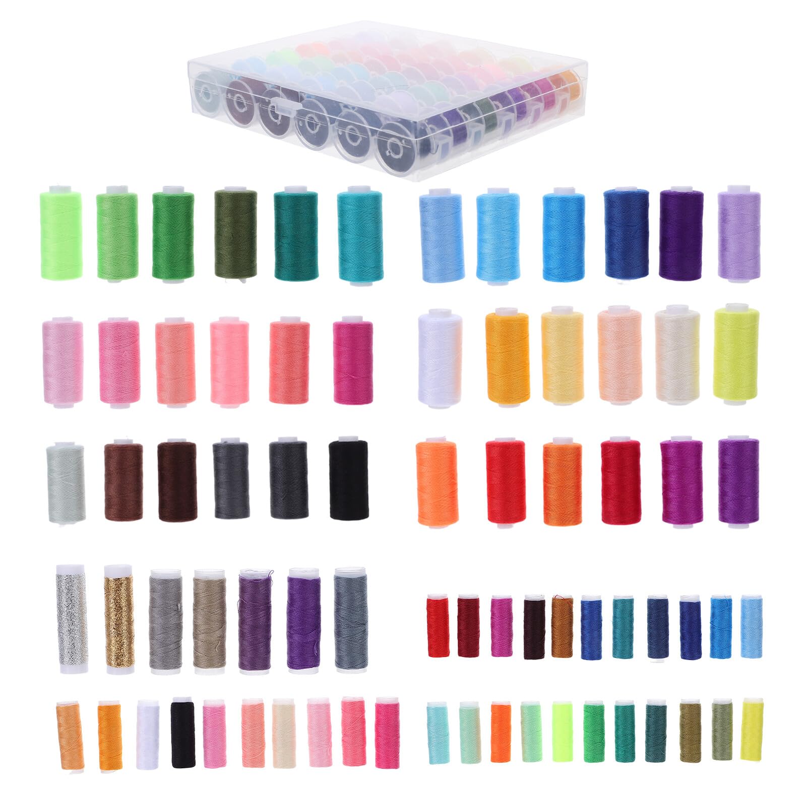 Homoyoyo Kit de 111 Bobinas Adecuado para Reparaciones Domésticas para Máquina de Coser con Portabobinas de Hilo de Poliéster y Remates de Hilo y Proyectos de Costura