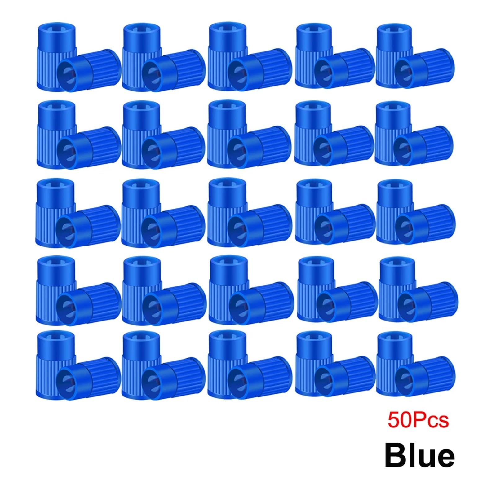 Kunststoff-Reifenventilkappen, integriertes Werkzeug for Entfernen des Ventileinsatzes, universelle Schaftabdeckungen for Autos, Fahrräder und Fahrräder, LKWs, Motorräder(Blue-50Pcs)