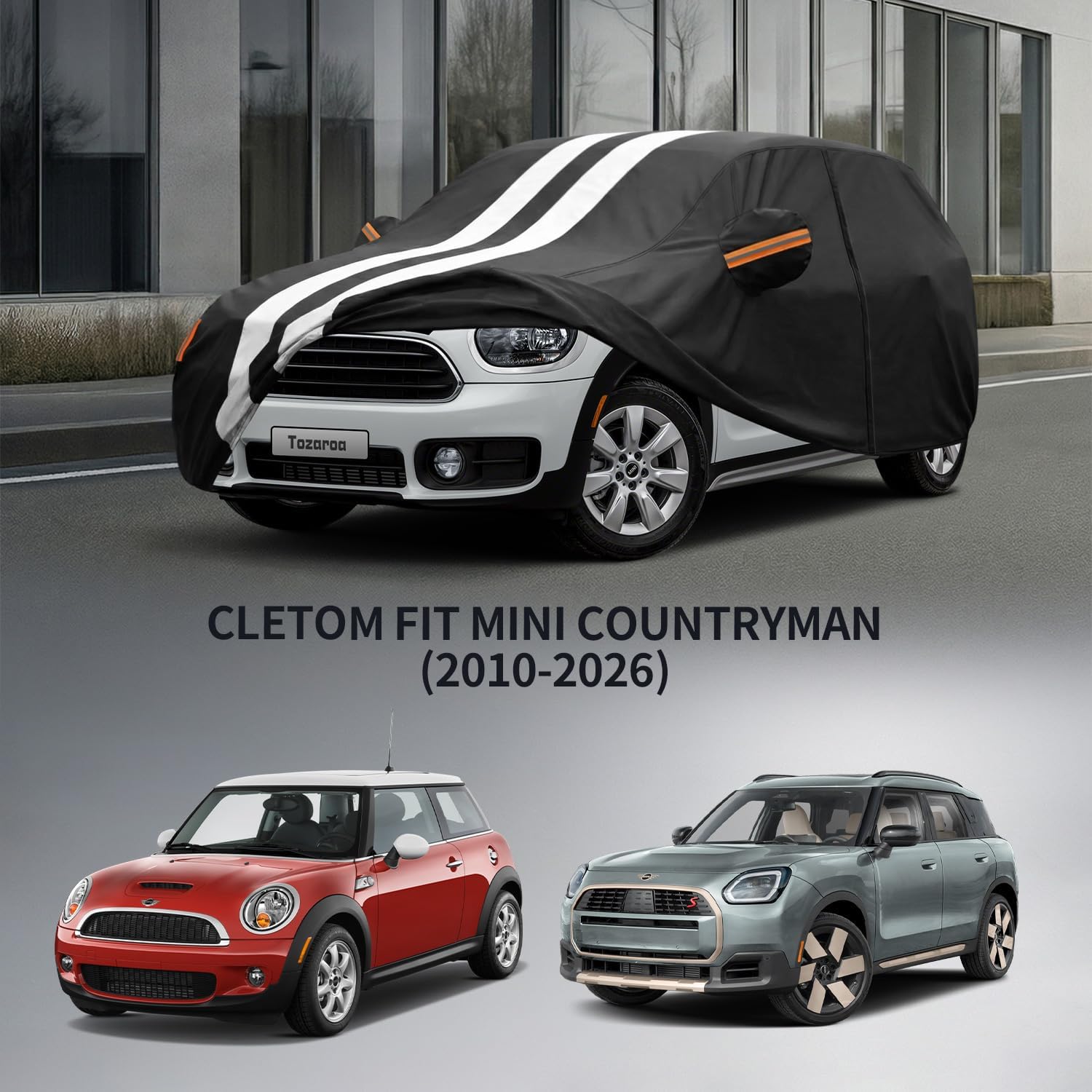 Multi-Layer Car Cover Custom Fit for Mini Countryman (2010-2026), 100% Waterproof All Weather for Automobiles, Gift with Towel, Heavy Duty Car Covers for Rain Sun UV Protection with Door Zipper. image 4
