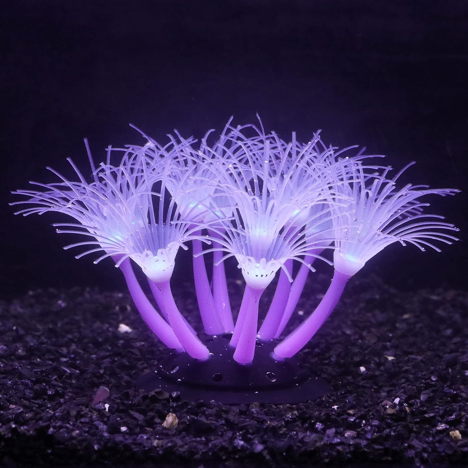 Soft Silica Gel Moves Naturally with Water Flow, Aquarium Decorations Glow in The Dark, Glowing Coral Ornaments for Fish Tank Decorations (Purple, Sunflower)