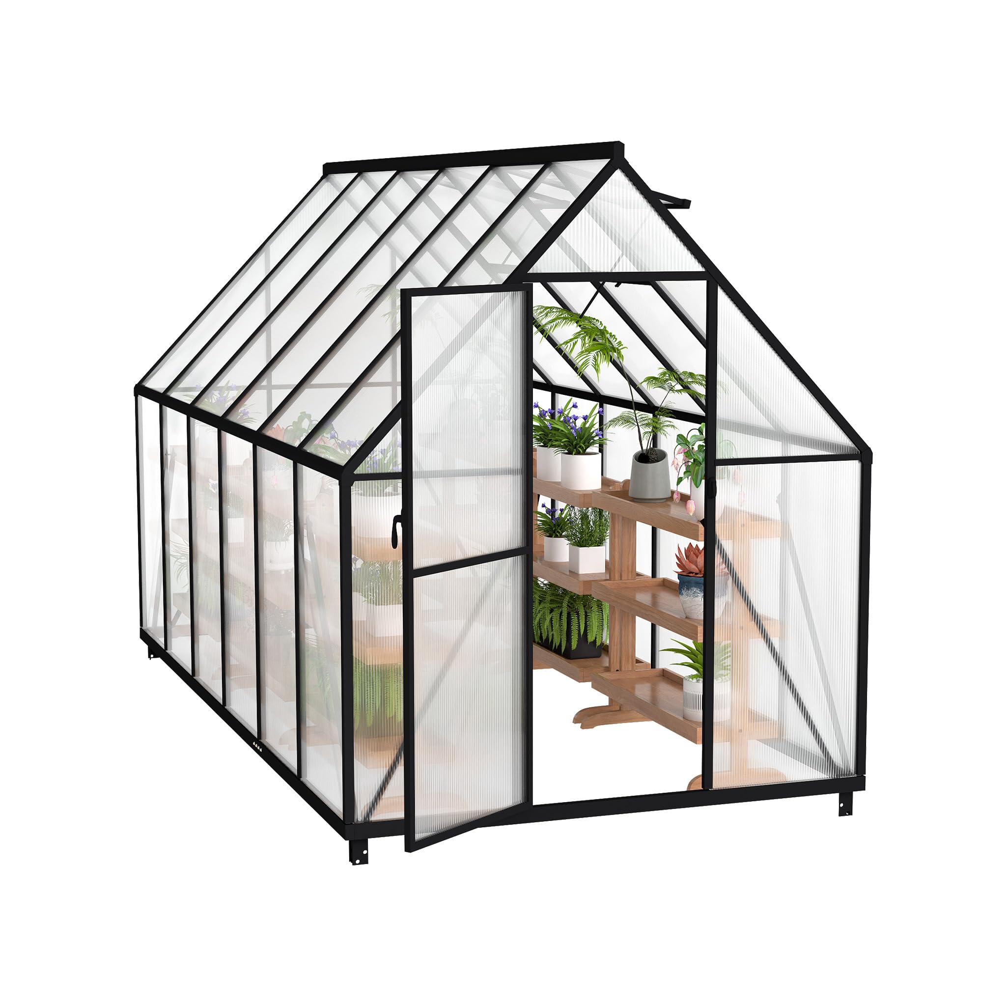 Serre de jardin polycarbonate 4mm Froadp aluminium avec fenêtres