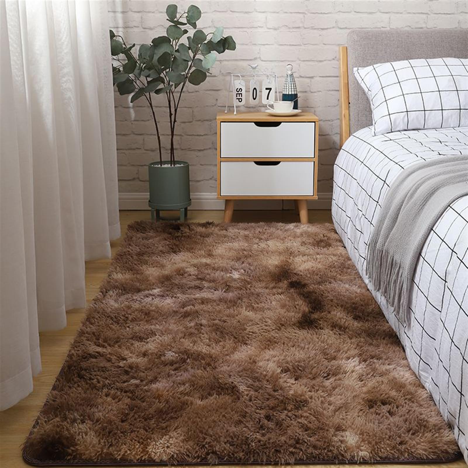 SK Studio Alfombras Salón Grandes Pelo Largo Alfombra Habitación Dormitorio Lavables Alfombra Antideslizante Muy Suave para Comedor Marrón, 200x300cm