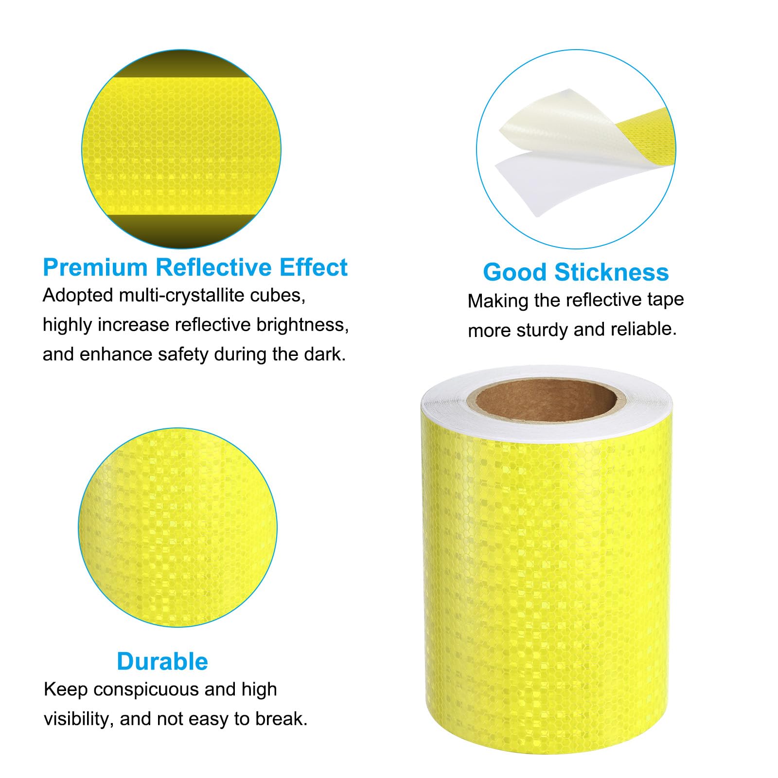 PATIKIL Ruban Réfléchissant, 8 Pouces x 82 Pieds Imperméable Autoadhésif Haute Visibilité Ruban de Sécurité d'Avertissement pour Camions Remorques Voitures, Jaune Fluorescent