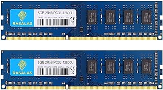 Rasalas 16GB KIT(2x8GB) DDR3L / DDR3 1600MHz PC3L-12800 / PC3-12800 PC3L-12800U DIMM Non-ECC 2Rx8 CL11 1.35V UDIMM 240Pin Desktop PC Computer Memory Upgrade Blue