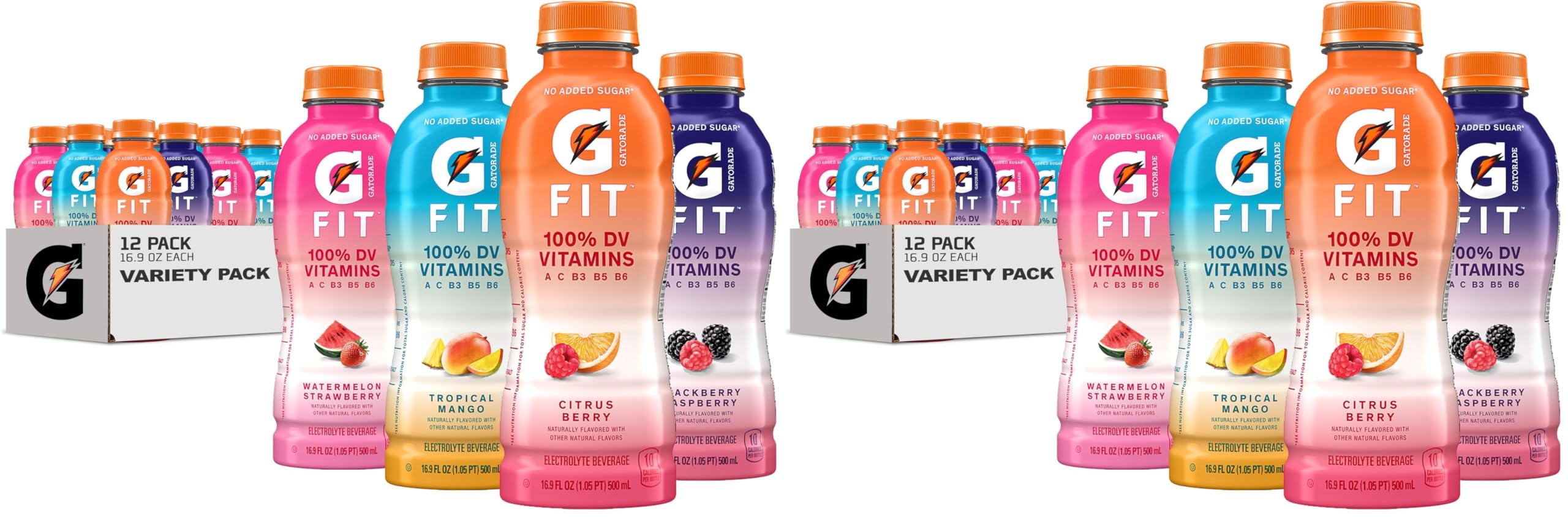 Gatorade Fit Electrolyte Beverage,Healthy Real Hydration,New 2.0 4 Flavor Variety Pack,16.9.oz Bottles,(Pack of 24)