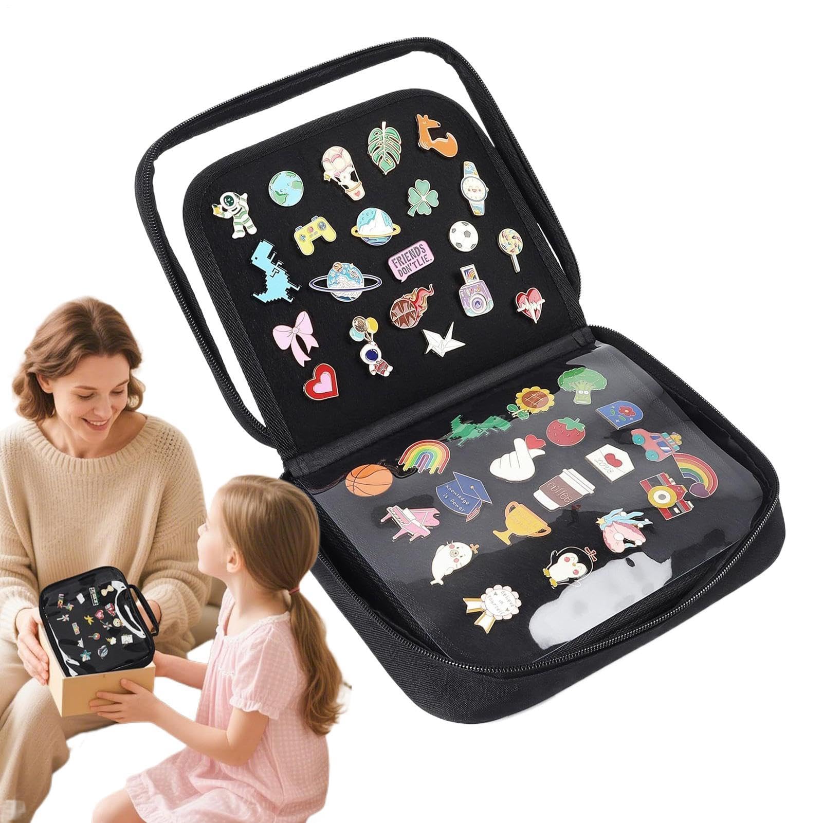 Mallette de rangement pin's classeur 6 pages pour broches et accessoires