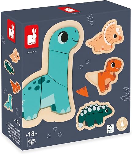 puzzle évolutif Janod Dino en bois FSC
