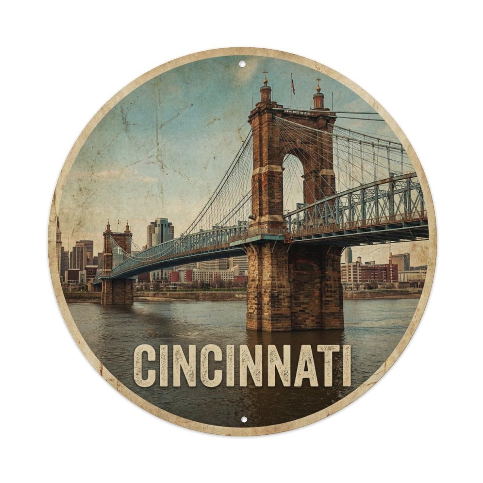 Tgrcjimh Style Metal Tin Sign Vintage Travel Usa Cincinnati