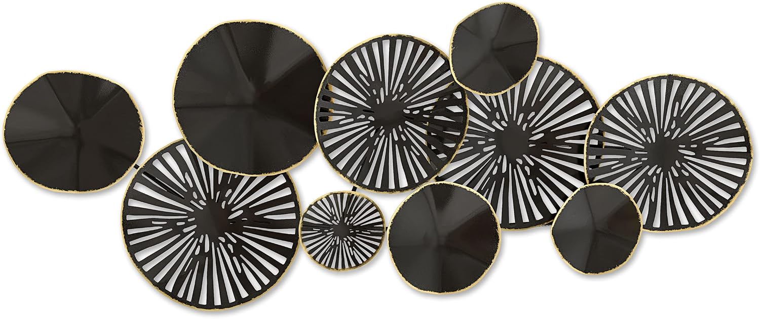 Kaydence, Black and Gold Round Metal Wall Décor, 46 x 22 Wall Art for Living Room, Bedroom, Dining Room, Hallway, Office