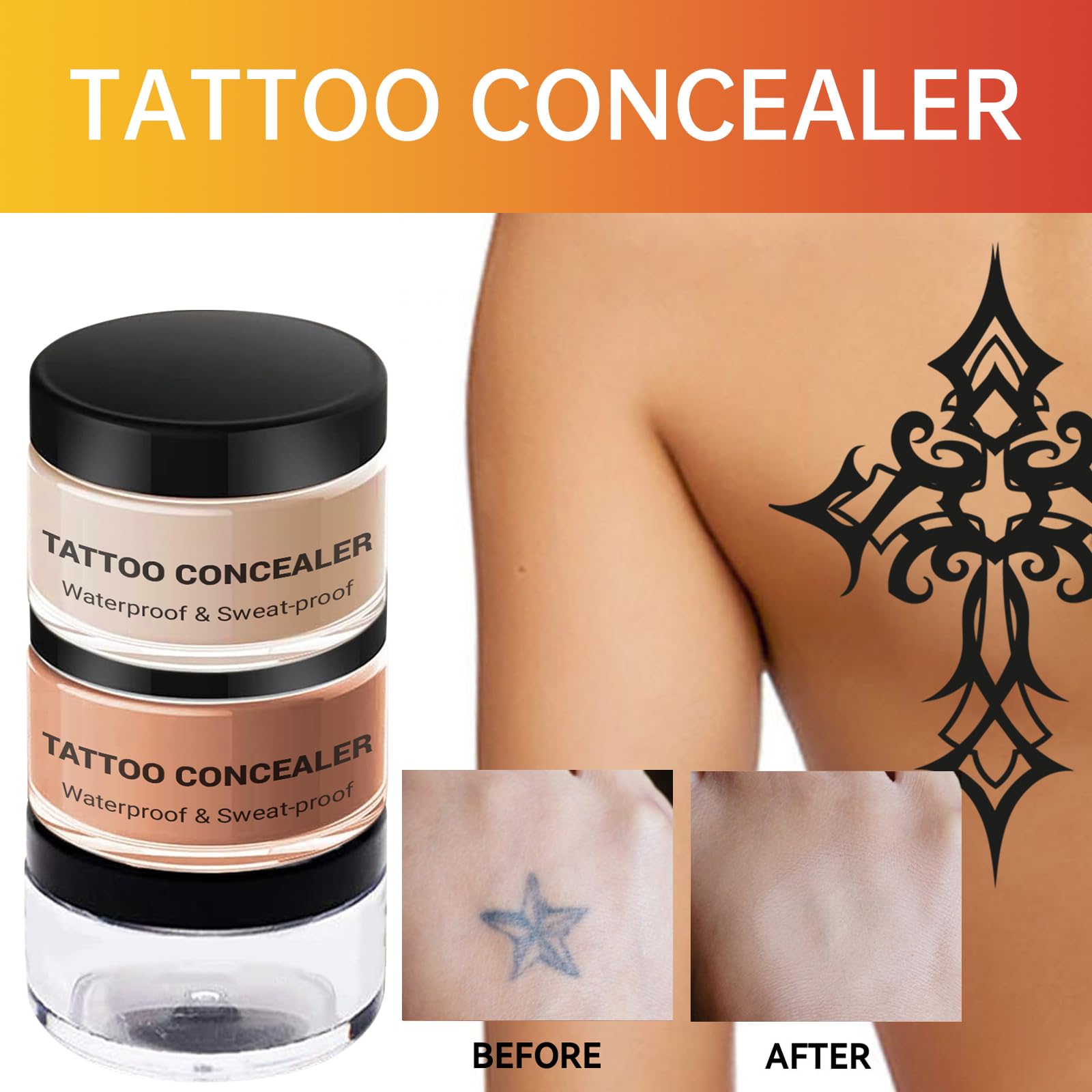 Tattoo Cover Up Makeup Tattoo Concealer, Waterproof Full Coverage Body Makeup for Scars Blemishes & Tattoos - Image 4