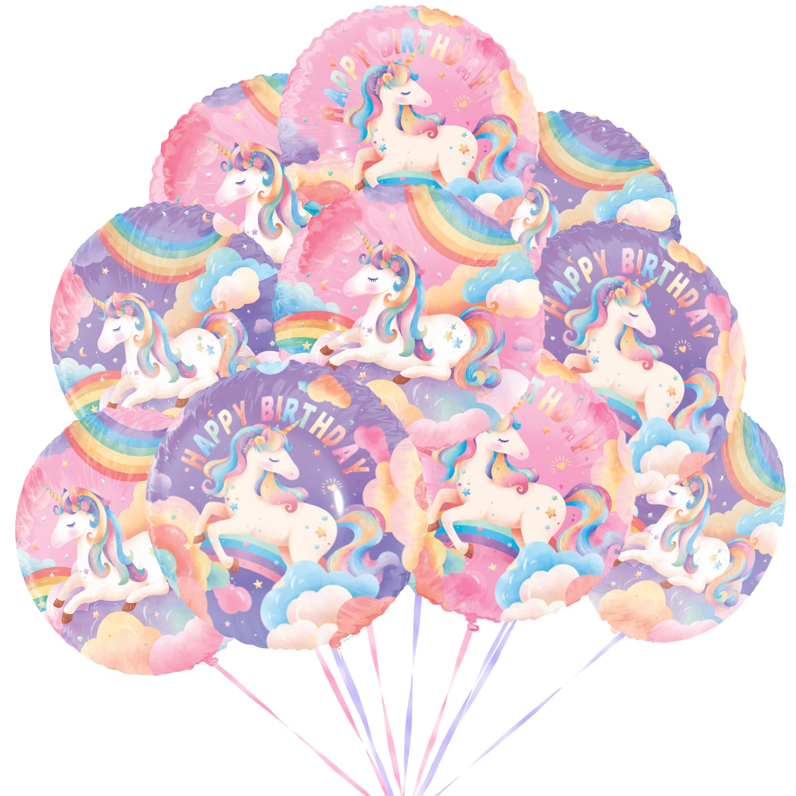 View 1 of 12Pcs18in Unicorn Round Balloons for Unicorn Birthday Decorations