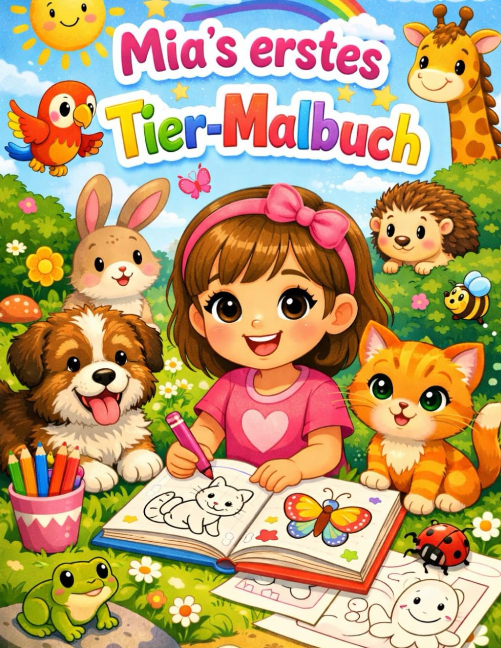 Mia's Tier-Malbuch - Über 50 süße Tiere zum Ausmalen: Personalisierte Malbuch-Abenteuer für Kinder ab 2 Jahren, Kreativität, Spaß & Lernen